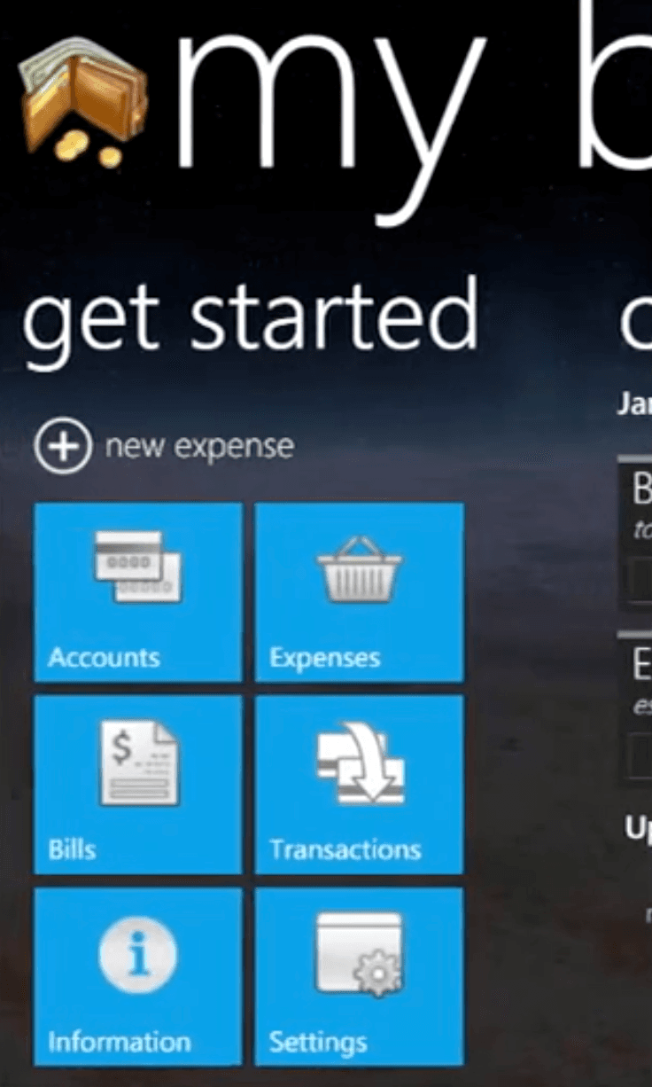 My Budget Home Screen