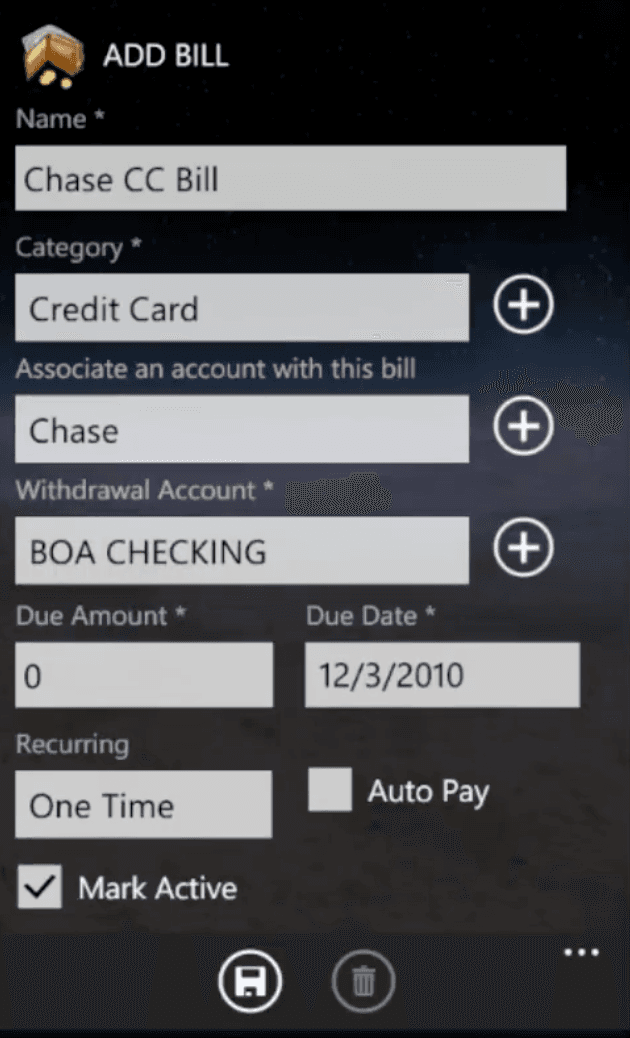 My Budget Information